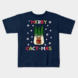 Merry Cact Mas - Eves Pin Cacti In Christmas Bear Pot Kids T-Shirt